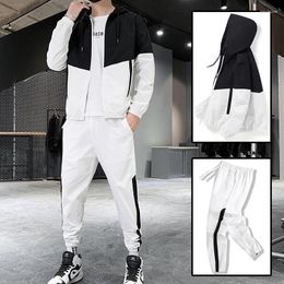 Men's Tracksuits Hip Hop Military Men Tracksuit Hooded Jacket Harem Pant Patchwork 2PC Set For Fashion Mens Sportswear Suits