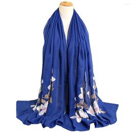 Scarves 2023 Fashion Embroidery Flower Scarf Shawls Long Soft Wrap Hijab 15 Colour