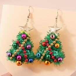 New Christmas Earrings Fashion Glitter Xmas Tree Wreath Elk Pendant Earrings Ear Hook Women Girls Christmas Party Jewellery Gifts
