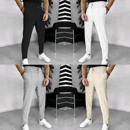 Men's Pants Business Casual For Men Chequered Straight Summer Fashion Waffle Street Wear Simple All-Match Commuting Trousers
