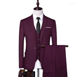 Men's Suits Men Wedding Dress Groom Sets Jackets Pants Vest Formal Wear Slim Male Solid Business Casual Fit 6XL