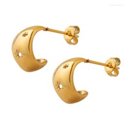 Stud Earrings 2023 Summer Stainless Steel Gold Plated Star Hollow Out Small For Women Girls Waterproof Fashion Jewelry Gift