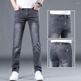 Men's Jeans 2023 Spring Summer Slim Fit Stretch Gray Korean Fashion Casual All-Match Skinny Denim Pants Black Brand Trousers