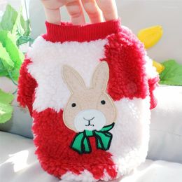 Dog Apparel Red Pet Sweatshirt Festive Puppy Year Clothes Warm Velvet Teddy Soft Jumper Winter Coat Supplies