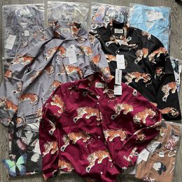 Dropshipping Wacko Maria Shirts High Quality Full-printed Tiger Hawaiian Casual Long-sleeved Shirt for Men Women T230806