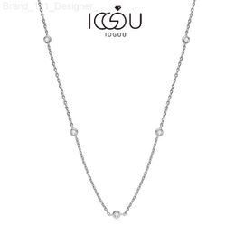 Strands Strings IOGOU Choker 925 Sterling Silver Round 2.5mm D Colour Moissanite Necklace for Women Virgin Girls Gift With Chain Length 16+2 inch L230806