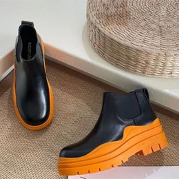 2023 neue Unisex Luxus Marke Frauen Stiefel kein reißverschluss Plattform Keil Schuhe %100 Echtes Leder Männer Mode Stiefel Größe 35-45