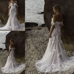 2023 New Style Mermaid White Lace Appliques Off The Shoulder Wedding Dresses Vestidos Fiesta De Noche 328 328