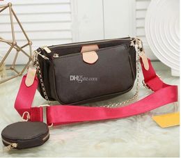 2023 5A Quality handbags purses shoulder bags Women favorite mini pochette 3ps accessories cross body bag vintag leather multi color straps wall