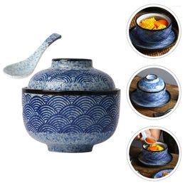 Dinnerware Sets Ceramic Stew Pot Bowl Multi-function Steam Decorative Small Bowls Lids Cubilose Ramen Noodle Microwavable