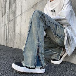 Men's Jeans High Street Baggy For Men Straight Wide Leg Mens Jean Trousers Pants With Zipper Spring Autumn 2023 Male
