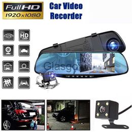 Car DVRs 43In Dash Cam Car DVR 24H HD 1080P Dash Camera Dual Lens Video Recorder 1080P Cycle Dashcam Mirror Driving Recorder x0804 x0804