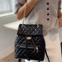 Backpack Luxury Brand Ladies Teenager Backpacks School Bags for Girls Solid Color Lattice Backpack Women Sac A Dos Chain Travel Back Pack J230806