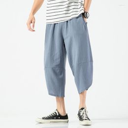 Men's Pants 2023Ready StockSummer Lightweight Harem Men Cotton Casual Joggers Breathable Streetwear Calf-length Trousers Man
