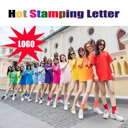 OC0015# Personalised Customised T-shirt Hot Stamping Letter Abbreviation LOGO Unisex Student Class Uniform Team Clothing Colour