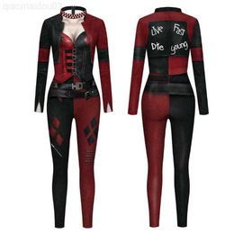 Theme Costume Hot Halloween Cos Clown Women's Jumpsuit Slimming Skinny Printing Tight Jumpsuit Women Devil Roleplay Outfit L230804