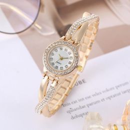 Wristwatches 2023 Design K Gold Diamond Crystal Watch Fashion Quartz Stainless Steel Watches Gift Free Shiping