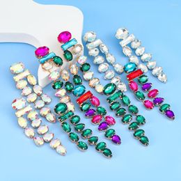 Dangle Earrings JIJIAWENHUA Summer Trend Metal Glass Geometry Birthday Party Creative Jewellery 2023 Women's Charm Accessories Wholesale