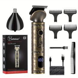 Electric 2-in-1 Hair Clipper Hairdressing Shaver Electric Beard Trimmer Retro Oil Head Carving Hair Cutting Machine With Digital Display