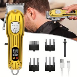 Rechargeable Professional Hair Clipper Set - Digital Display, Full Metal Hairdressing Electric Haircut Shaver - Perfect for Home Haircuts!