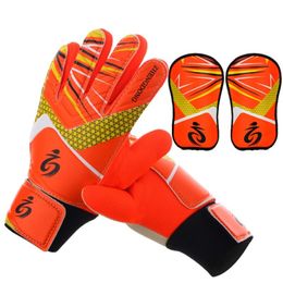 Balls Kids Football Soccer Goalkeeper Anti-Slip Training Gloves Breathable Gloves With Leg Guard Protector Team Sports 230804