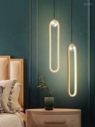 Pendant Lamps Modern Minimalist Oval Small Chandelier Living Room Bedroom Decoration Bedside Lamp Study Led Indoor Lighting For Home