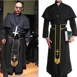 Theme Costume Christian Priest Nun Cosplay Come For Women Man Female Halloween Cosplay Renaissance Victorian Pastor Catholic Couple Clothes L230804