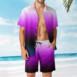 Men's Tracksuits Gradient Genderfluid Flag Going Out Beach Suit Funny Graphic 2 Pieces Vintage