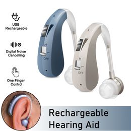 Ear Care Supply Rechargeable Mini Digital Hearing Aid Listen Sound Amplifier Wireless Ear Aids for Elderly Moderate to Severe Loss Drop 230804