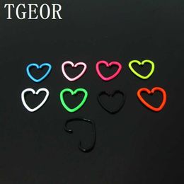 Nose Rings Studs Free shipping wholesale 20G pcs Ohr Helix Cartilage Septum Ring Stainless Steel neon Colours heart shape piercing nose ring L230806