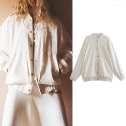 Women's Jackets Women Linen Jacket Coat Youth Ladies Casual Large Pocket Decoration For Spring Autumn High Street