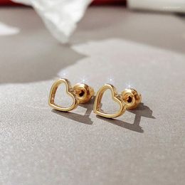 Hoop Earrings Minimalist Heart Stud For Girls 3 Metal Colors Available Simple Stylish Women Versatile Fashion Jewelry