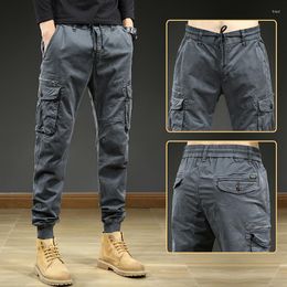 Men's Pants Mens Casual Solid Color Sportswear Jogging Men Tactical Vintage Cargo Spring Autumn Classic Slim Trousers