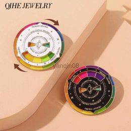 Pins Brooches Round Metal Compass Enamel Pin Fashion Gift Brooch Art Multicolour Badge Lapel Clothes Hat Jewellery Kid Gift Lapel Pin Wholesale HKD230807