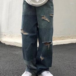 Men's Jeans Men Ripped Wide-leg Women's Fashion Retro Baggy Harajuku Hip Hop High Street Casual Wild Loose Trousers