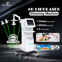6D Slimming Machine Lipo Laser Weight Loss Products Lipolysis Fat Reduction 532nm 635nm Cellulite Reduction Body Contouring Device