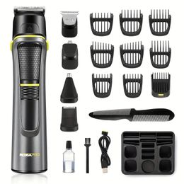 14-in-1 Hair Cutting Grooming Kit, Professional Hair Clippers, Waterproof Beard Trimmer For Men Rechargeable Cordless Hair Moustache Trimmer Body Groomer Trimmer