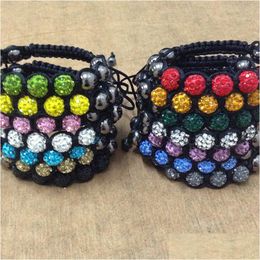 Charm Bracelets Disco Ball Crystal Bead Women Girls Wrap Bracelet Beads Rope Chain For Men Fashion Diy Jewelry Bk Lots Wholesale Drop Dhsjd