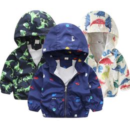 Jackets Children Autumn Spring Kids Outerwear Coats Cute Dinosaur Cartoon For Boys Baby Girls Windbreaker 1 7T 230807