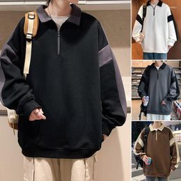 Men's Hoodies Men's Loose Fit Heavyweight Quarter-Zip Sweatshirt Korean Fashion POLO Harajuku Hoodie Men Streetwear Plus M-4XL