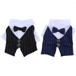 Dog Apparel Stylish Striped Gentleman Clothes Wedding Suit Formal Shirt Bowtie Tuxedo Pet Outfit Party Favours For Halloween Christmas