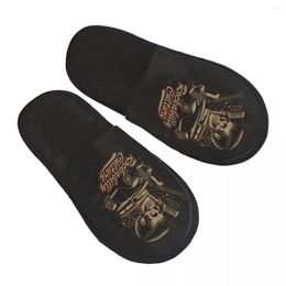 Slippers Winter Slipper Woman Man Fashion Fluffy Warm Skull With Rod Guitar In Rockabilly Style House Funny Shoes