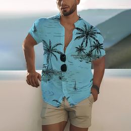 Men's Casual Shirts 2023 Summer Men Clothes Short Sleeve Hawaii Beach Shirt Large Size 3D Digital Print Tops .