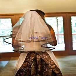 2015 Camo Wedding Accessories Tulle Tiered Wedding Bridal Veil Piping Headwear219M