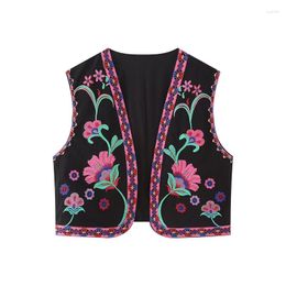 Women's Tanks 2023 Summer Sleeveless Slim Black Embroidered Vest Top Casual Versatile Short Coat