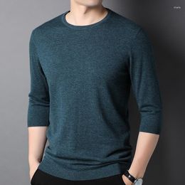 Men's T-Shirts Mens T Shirts Wool Three-Quarter-Length-Sleeved T-shirt Round Neck Thin Spring And Summer Sweater Breathable Knitted Shirt