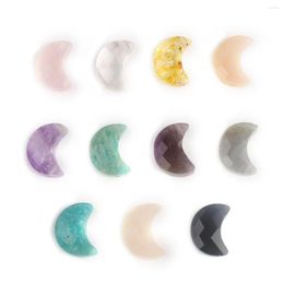 Pendant Necklaces 6 Pcs Natural Stone Pendants Moon Shape Random Healing Crystal Agate Beads For Jewellery Making Necklace