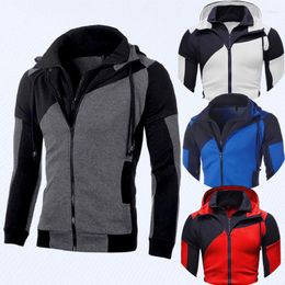 Men's Vests Winter Coat Stitching Double Zipper Warm Men Hoodie Tops Streetwear Sports Outdoor Versatile