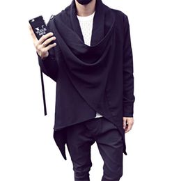 Men's Trench Coats Men Irregular Punk Hip Hop Hoodie Long Cloak Coat Nightclub Dj Singer Stage Sweatshirt Hipster Gothic Streetwear Autumn 230804