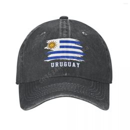 Ball Caps Uruguay Flag Uruguayans Unisex Adult Charcoal Washed Denim Baseball Cap Men Classic Vintage Cotton Dad Trucker Hat